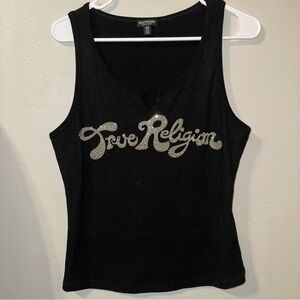 True Religion Black Tank Top with Silver Accents